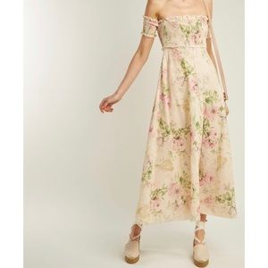 ZIMMERMANN Iris Shirred Linen And Cotton Blend